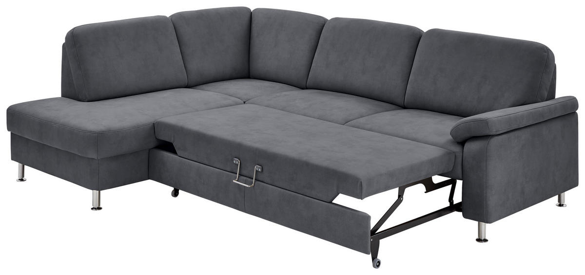 ECKSOFA in Mikrofaser Anthrazit  - Anthrazit, Design, Textil/Metall (202/266cm) - Beldomo System