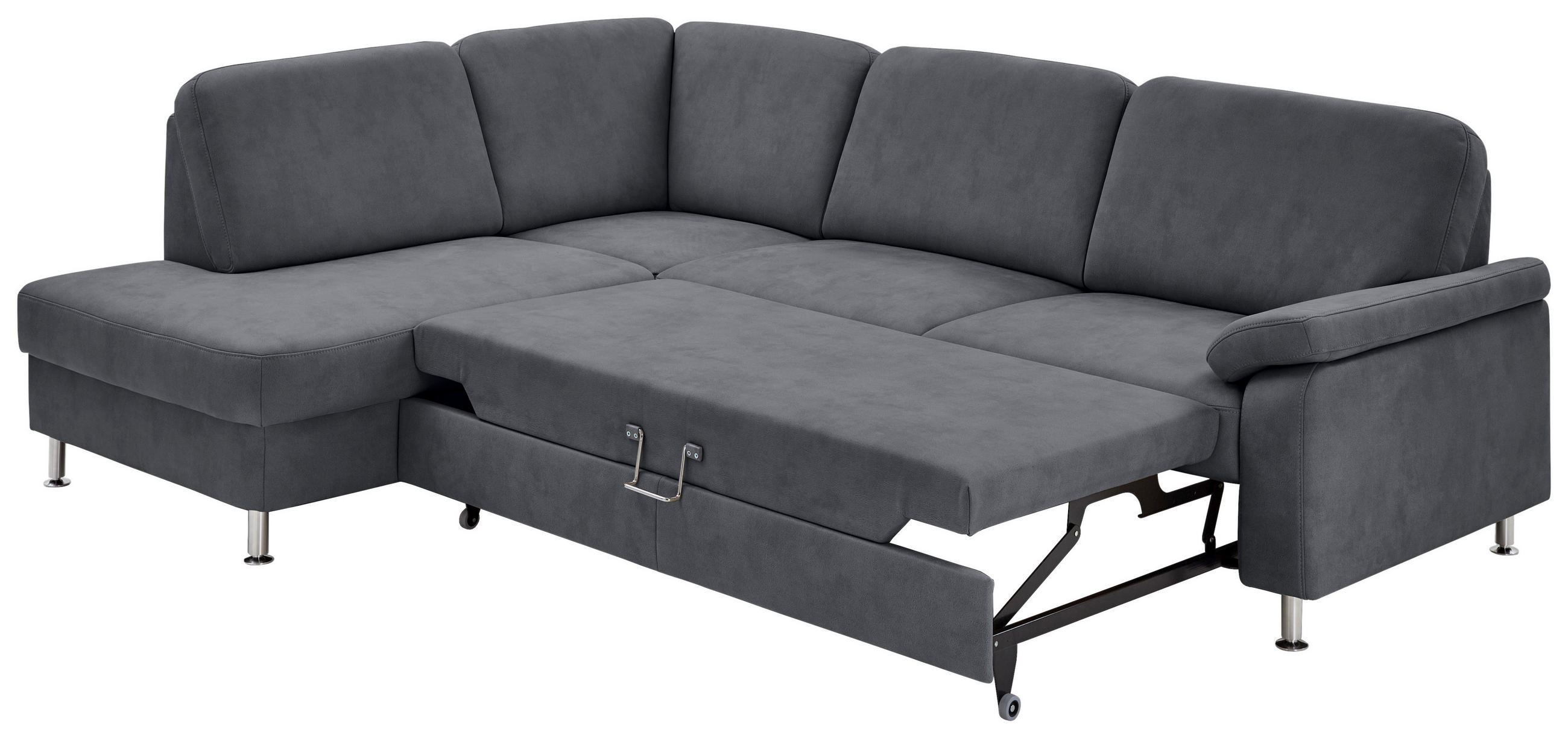 Thumbnail - Beldomo System Ecksofa Rostock, Anthrazit, Textil, 4-Sitzer, Ottomane links, L-Form, 266x202 cm, Fußauswahl, Stoffauswah...