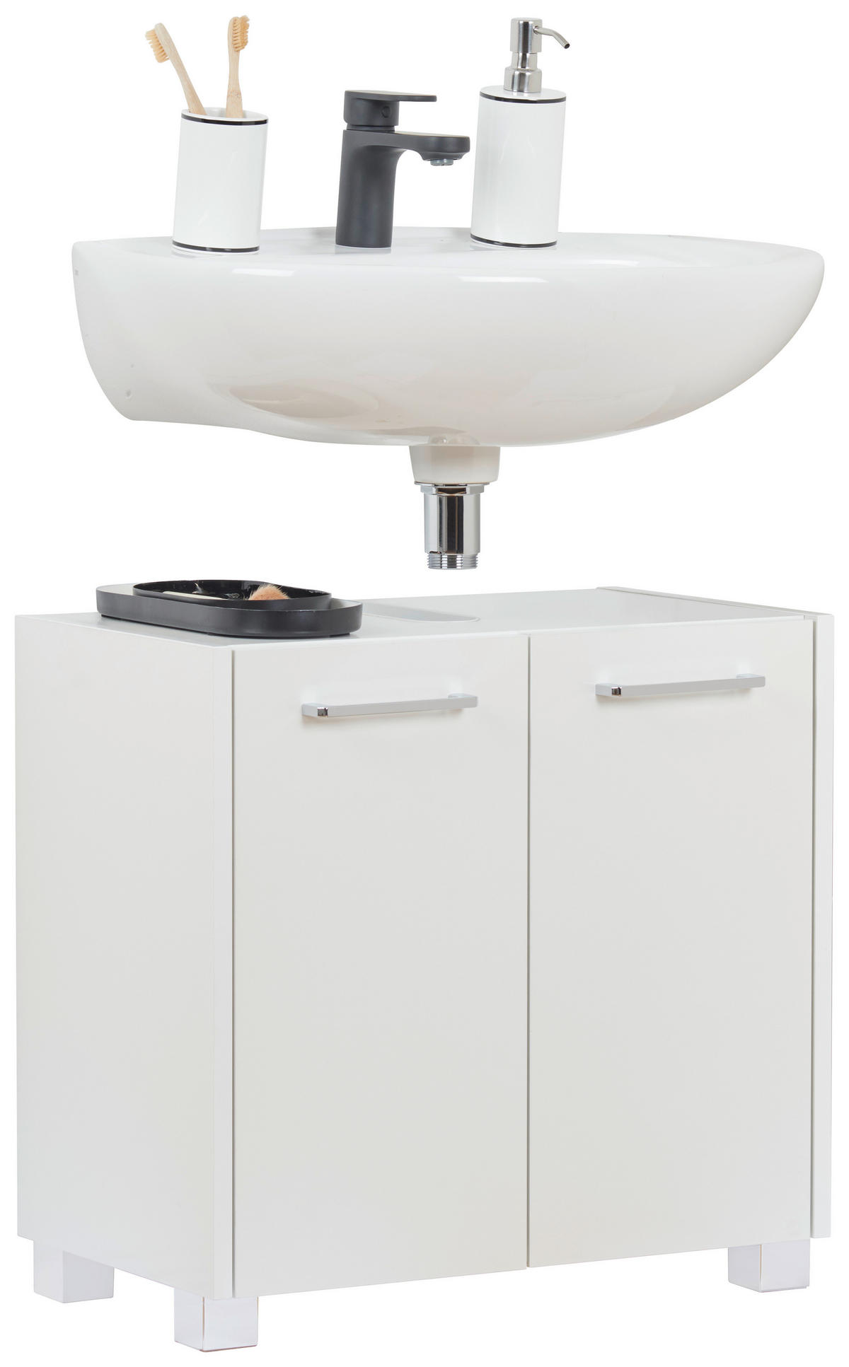 WASCHBECKENUNTERSCHRANK 56,9/54,9/33 cm  - Chromfarben/Weiß, KONVENTIONELL, Holzwerkstoff/Metall (56,9/54,9/33cm) - Stylife