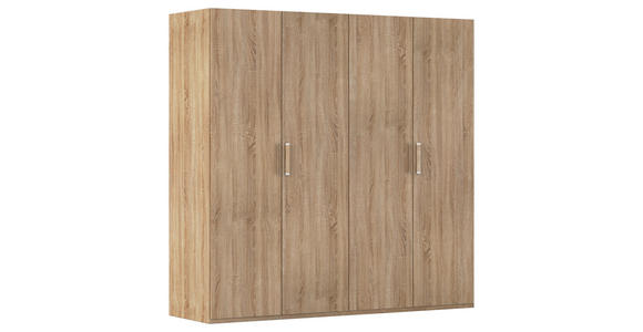 DREHTÜRENSCHRANK  in Sonoma Eiche  - Silberfarben/Sonoma Eiche, Design, Holzwerkstoff/Kunststoff (201/197/60cm) - Novel