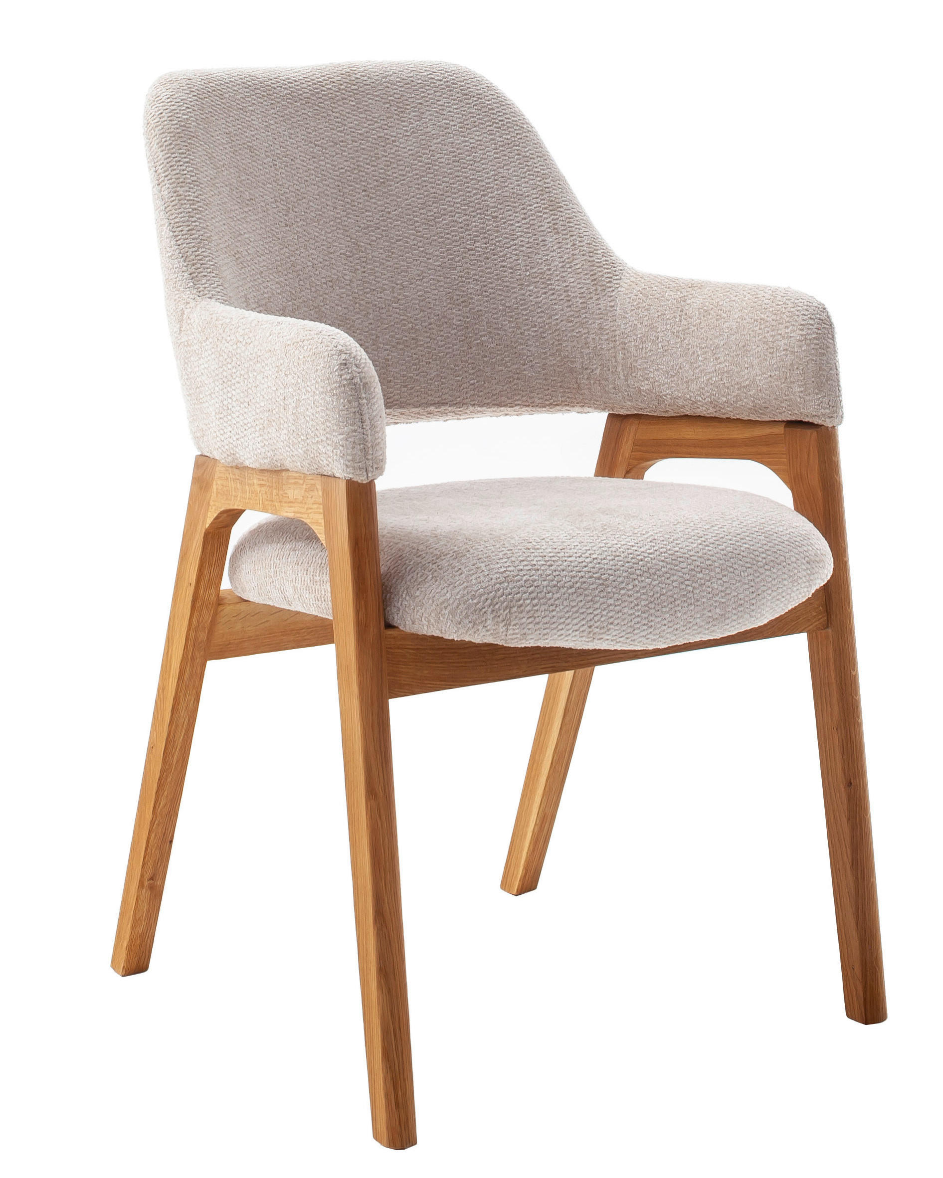 ARMLEHNSTUHL   Bouclé  Hellgrau  - Wildeiche/Hellgrau, Modern, Holz/Textil (56/86/62cm) - MID.YOU