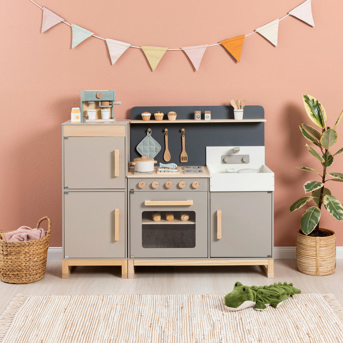 KINDERKÜCHE FISCUS - Naturfarben/Grau, Basics, Holz/Holzwerkstoff (33,9/32/82,5cm) - MUSTERKIND
