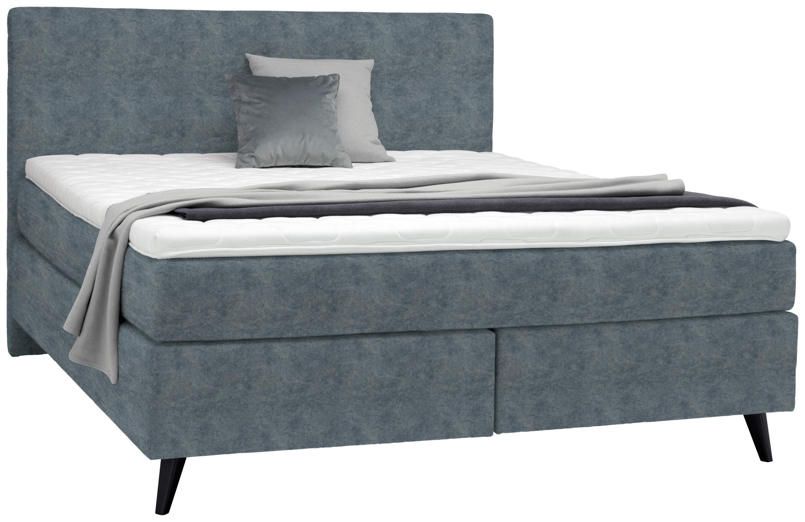 BOXSPRINGBETT 160/200 cm  in Dunkelgrau  - Dunkelgrau/Schwarz, Konventionell, Holz/Textil (160/200cm) - Voleo