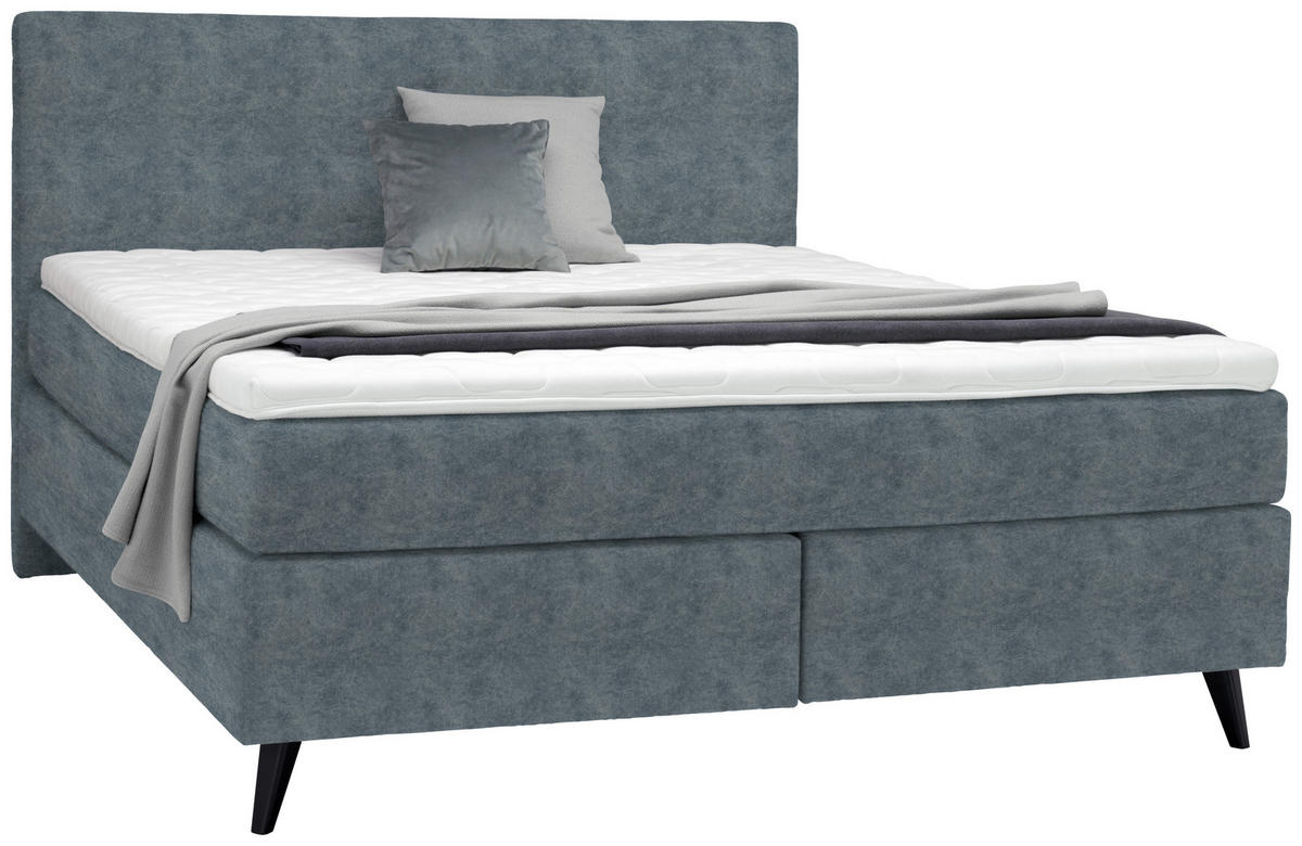 BOXSPRINGBETT 160/200 cm  in Dunkelgrau  - Dunkelgrau/Schwarz, Konventionell, Holz/Textil (160/200cm) - Voleo