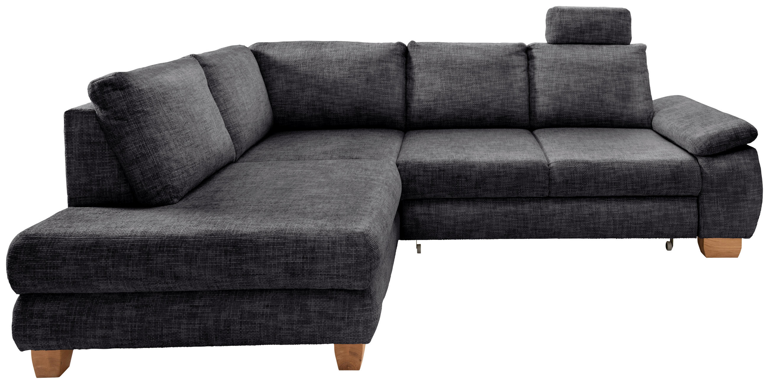 ECKSCHLAFSOFA in Struktur Schwarz  - Wildeiche/Schwarz, Modern, Holz/Textil (206/265cm) - Livetastic