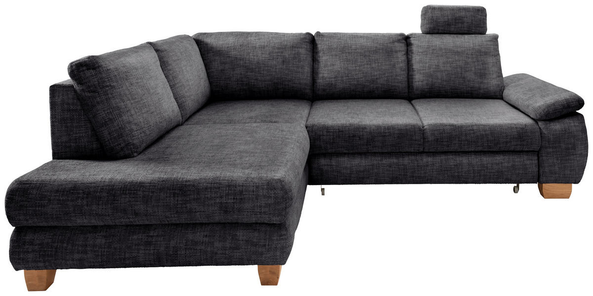 ECKSCHLAFSOFA Struktur Schwarz  - Wildeiche/Schwarz, MODERN, Holz/Textil (206/265cm) - Livetastic