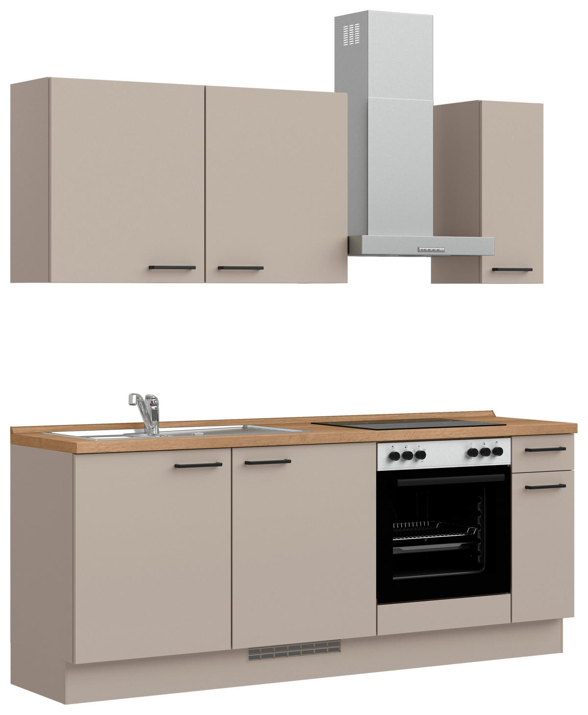 KÜCHENBLOCK Easytouch 210 cm  in Eichefarben, Sandfarben  - Sandfarben/Eichefarben, MODERN, Holzwerkstoff/Metall (210cm) - Nobilia