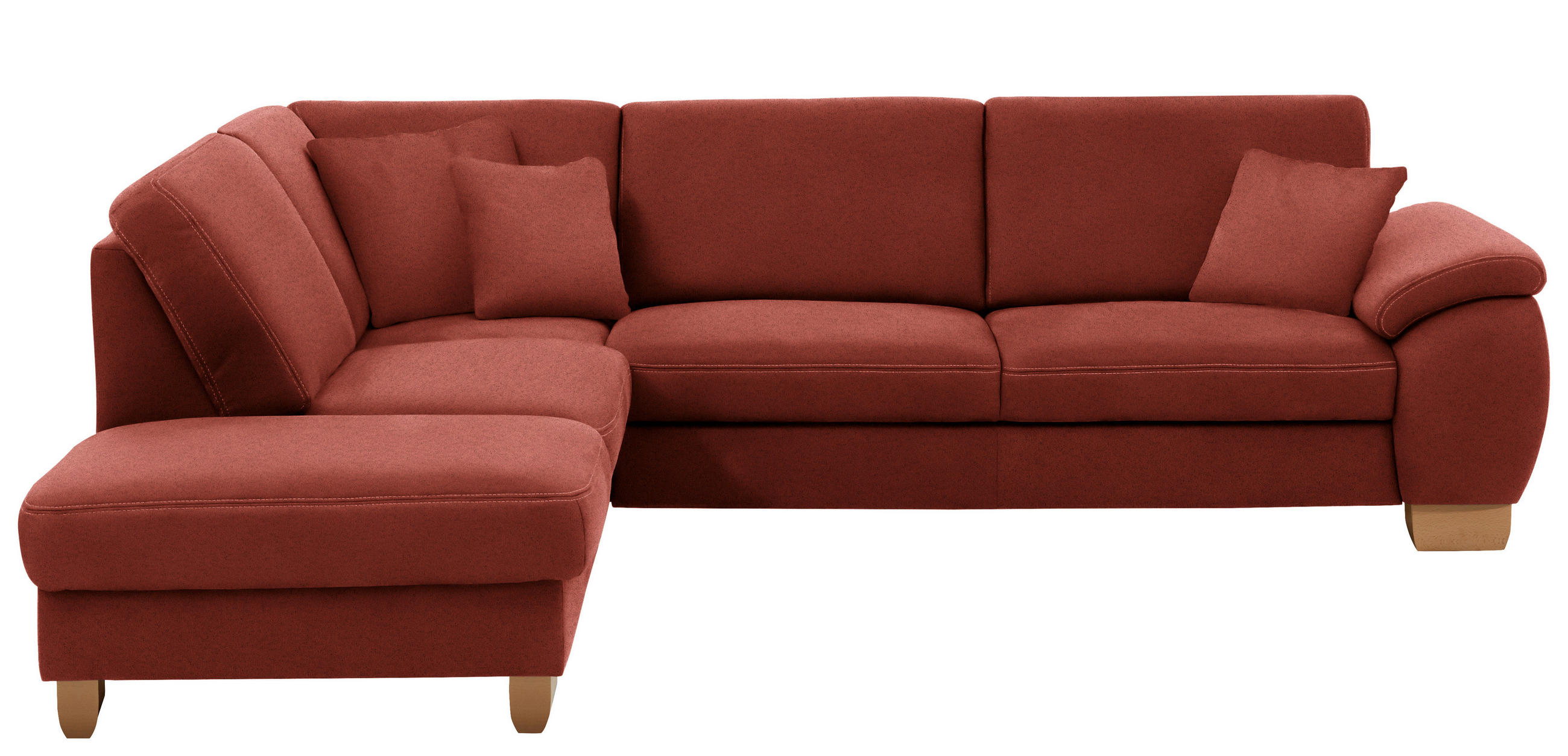 ECKSOFA in Mikrofaser Rot  - Wildeiche/Beige, Konventionell, Holz/Textil (236/286cm) - Voleo