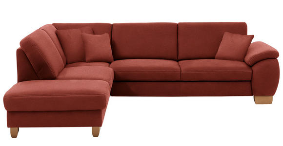 ECKSOFA in Mikrofaser Rot  - Wildeiche/Beige, KONVENTIONELL, Holz/Textil (236/286cm) - Voleo