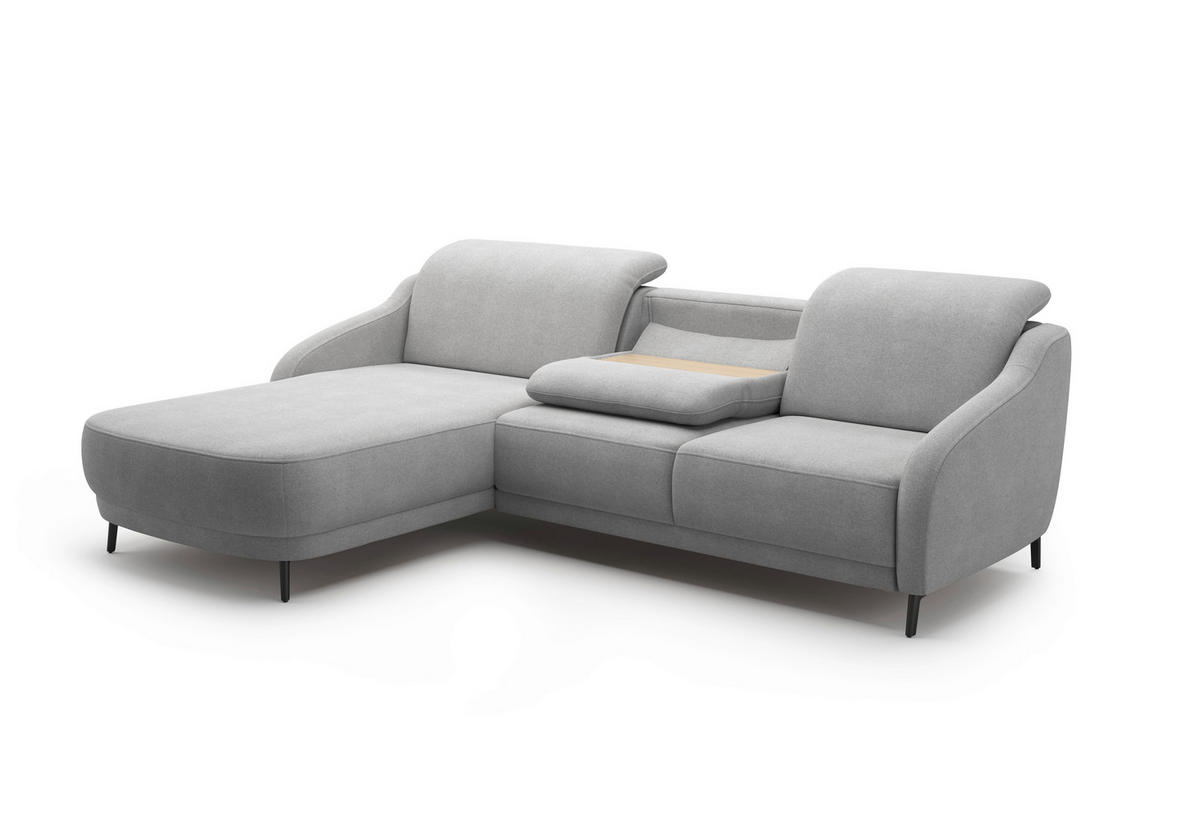 ECKSOFA BLUES V Grau Mikrofaser  - Schwarz/Grau, MODERN, Textil/Metall (191/271cm) - Sit & More