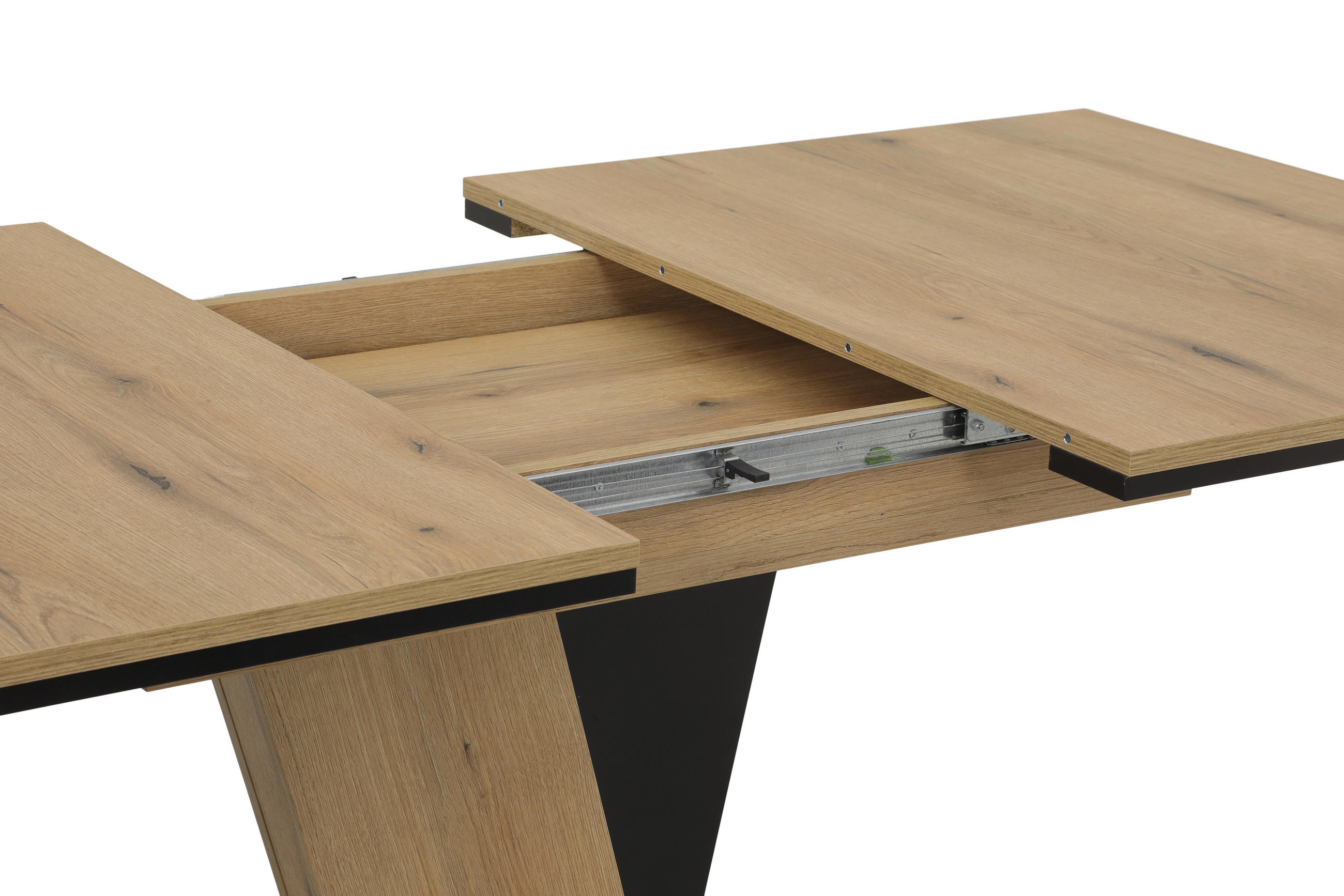 ESSTISCH Schwarz, Eichefarben rechteckig  ausziehbar  - Eichefarben/Schwarz, KONVENTIONELL, Holzwerkstoff (140-180/90/76cm) - Boxxx