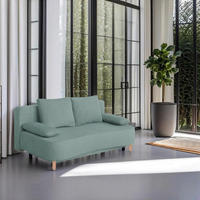 SCHLAFSOFA  mit Webstoff Blaugrau  - Buchefarben/Blaugrau, Design, Holz/Kunststoff (193/86/85cm) - P & B
