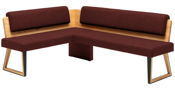 ECKBANK 155/195 cm  in Rot, Wildeiche  - Wildeiche/Rot, Design, Holz/Textil (155/195cm) - Venda