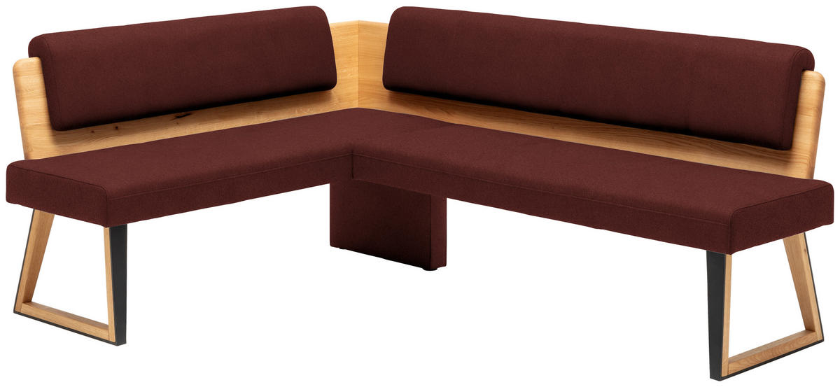 ECKBANK 155/195 cm  in Rot, Wildeiche  - Wildeiche/Rot, Design, Holz/Textil (155/195cm) - Venda