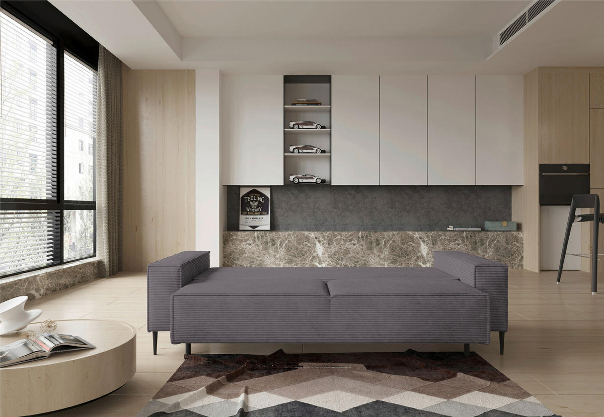 KANAPÉÁGY textil szürke  - fekete/szürke, Design, textil/fém (240/89/103cm) - Ti'me
