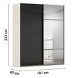 SCHWEBETÜRENSCHRANK  in Schwarz, Champagner  - Champagner/Schwarz, KONVENTIONELL, Glas/Holzwerkstoff (181/223/68cm) - Novel