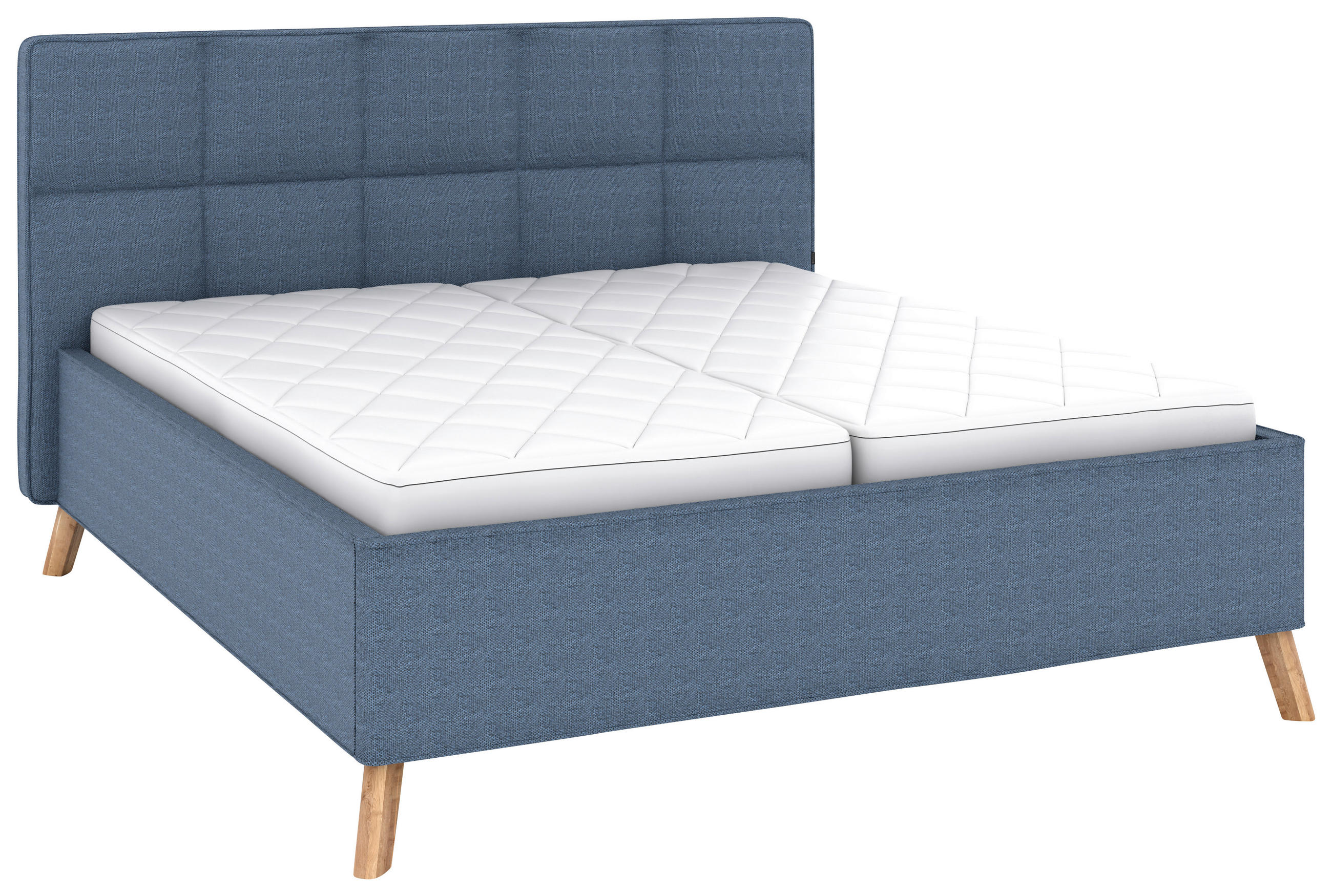 POLSTERBETT 180/200 cm,  in Blau, Bettkasten, motorische Verstellbarkeit, Fernbedienung, Lattenroste, Matratzen, H2 + H3 = mittel + fest  - Blau/Schwarz, KONVENTIONELL, Holz/Textil (180/200cm) - Musterring
