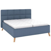 POLSTERBETT 180/200 cm,  in Blau, Bettkasten, motorische Verstellbarkeit, Fernbedienung, Lattenroste, Matratzen, H2 + H3 = mittel + fest  - Blau/Schwarz, KONVENTIONELL, Holz/Textil (180/200cm) - Musterring