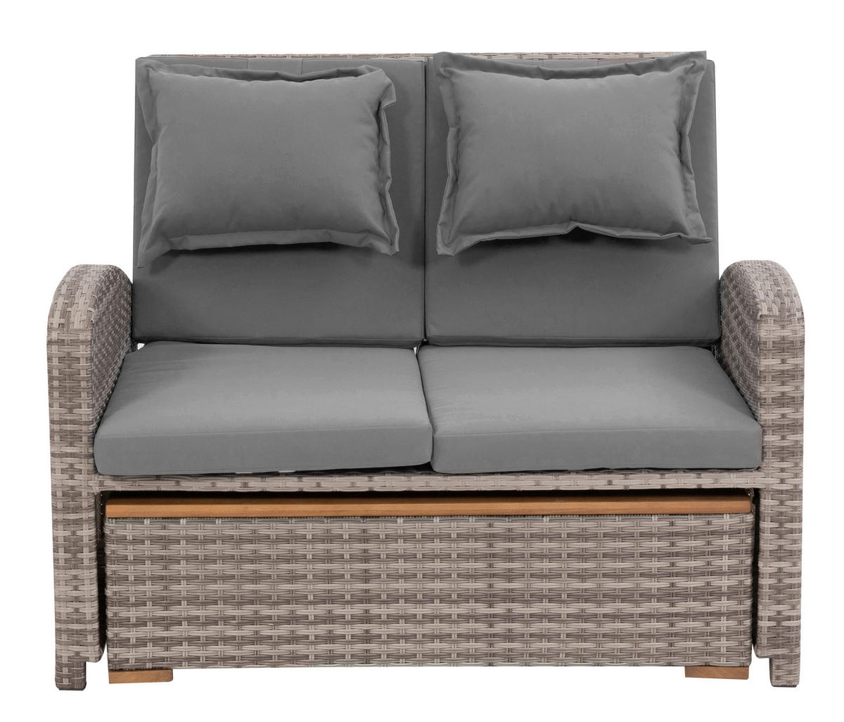 LOUNGEGARNITUR   117/93/74 cm Teakholz Stahl  - Grau, Basics, Holz/Textil (117/93/74cm) - Gardenson