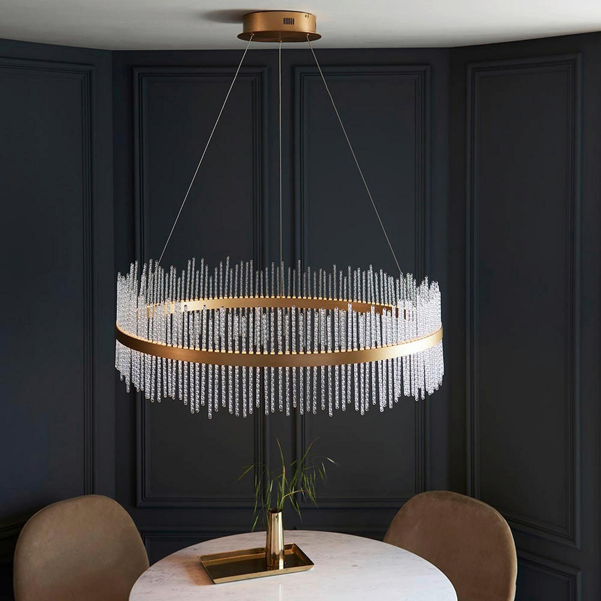 PENDELLEUCHTE 89/45-165 cm  - Goldfarben, KONVENTIONELL, Metall (89/45-165cm) - ENDON