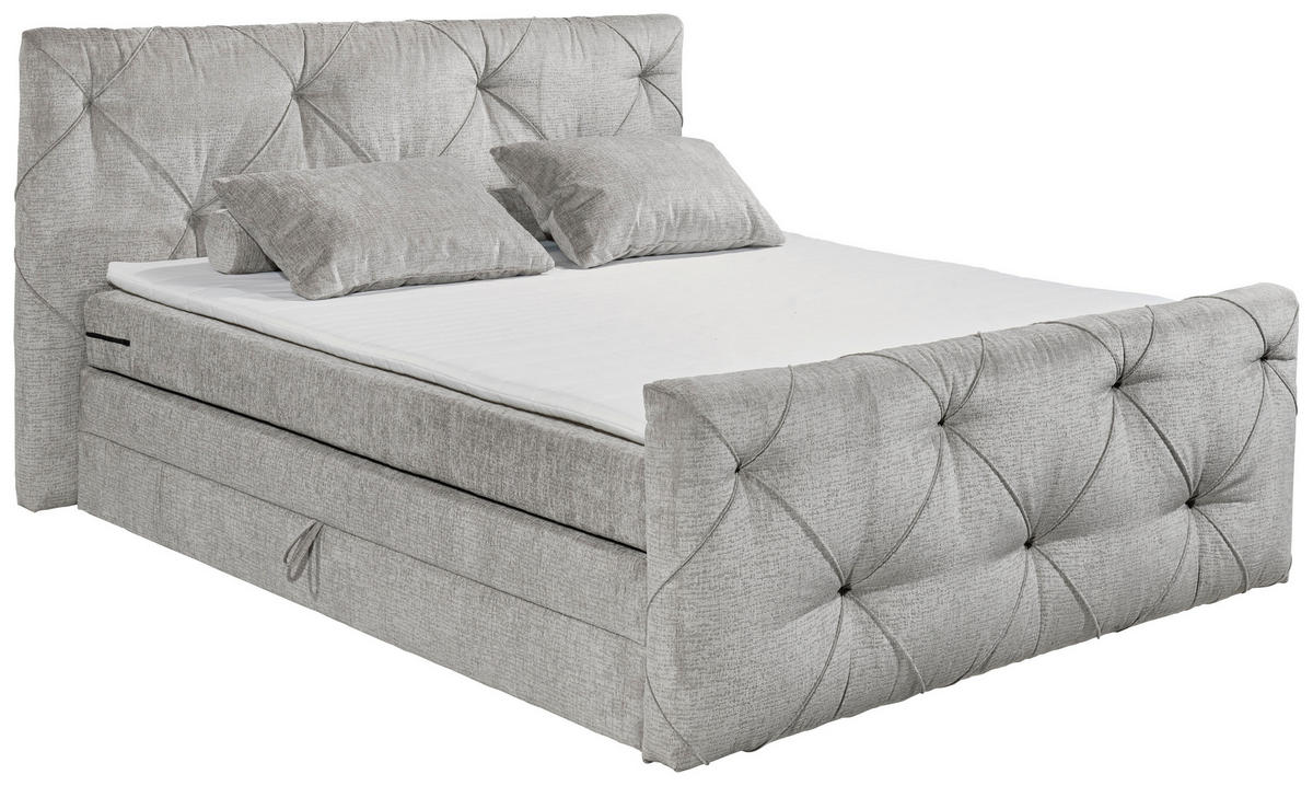 BOXSPRINGBETT 180/200 cm  in Grau  - Schwarz/Grau, Design, Holzwerkstoff/Kunststoff (180/200cm) - Boxxx