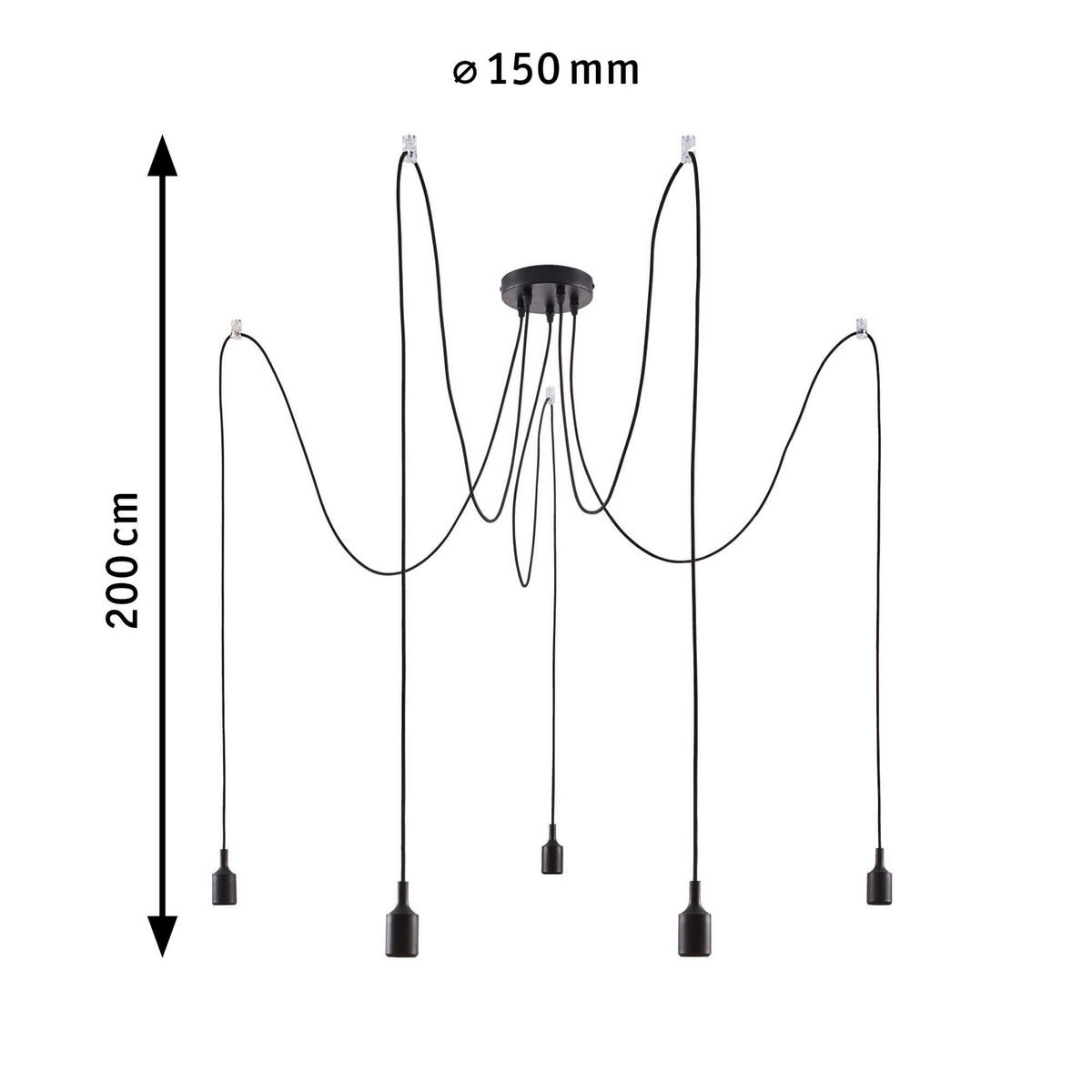 HÄNGELEUCHTE 15,0/200,0 cm   - Schwarz, Basics, Metall (15,0/200,0cm) - Paulmann