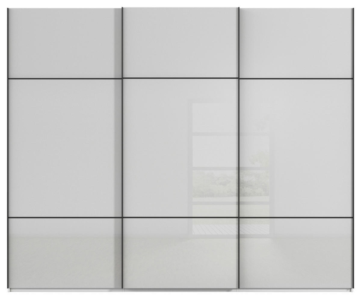 SCHWEBETÜRENSCHRANK 301/223/68 cm 3-türig Grau, Weiß  - Schwarz/Weiß, KONVENTIONELL, Glas/Holzwerkstoff (301/223/68cm) - Novel