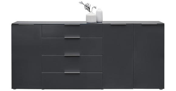 SIDEBOARD in 225/99/40,5 cm - Anthrazit/Alufarben, Design, Glas/Holzwerkstoff (225/99/40,5cm) - Voleo