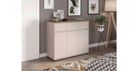 KOMMODE , 120,1/102,8/48 cm, 3 Schublade(n)  - Kaschmir/Eichefarben, Design, Holzwerkstoff/Kunststoff (120,1/102,8/48cm) - Carryhome