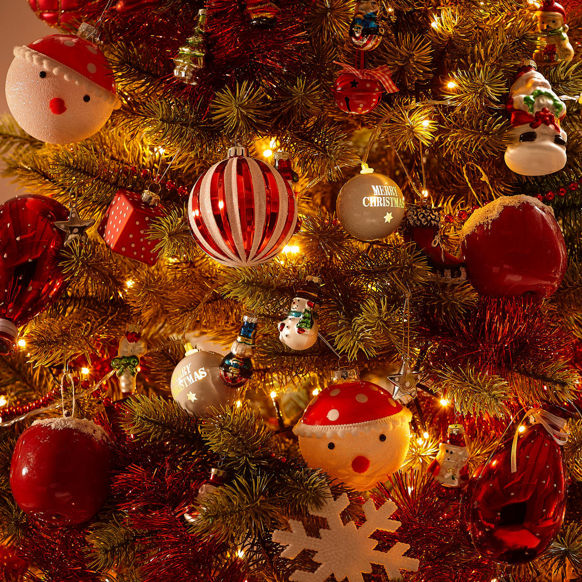 CHRISTBAUMKUGEL-SET 25-teilig  - Rot/Weiß, LIFESTYLE, Kunststoff (33/40/9cm)