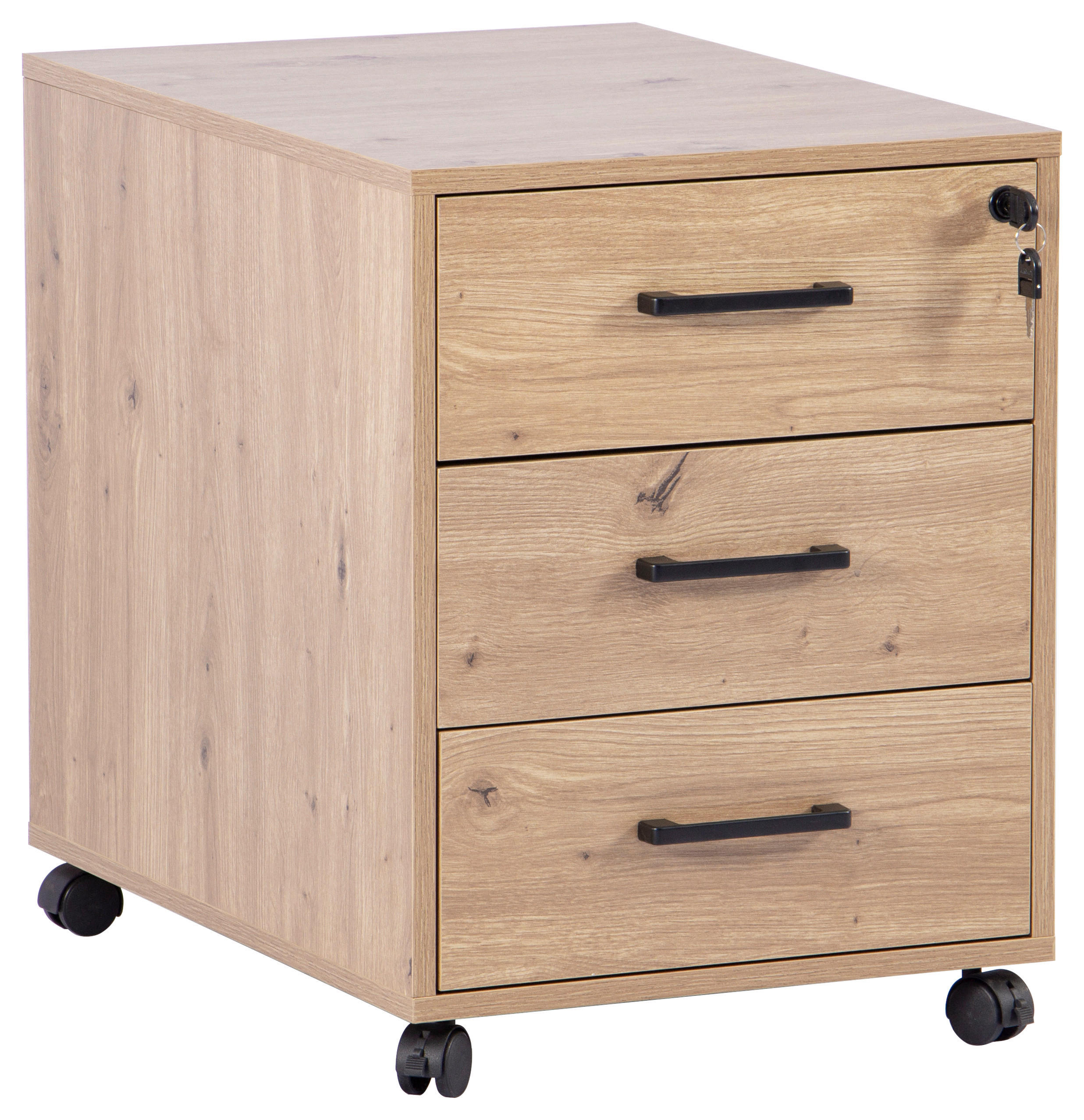 ROLLCONTAINER 43/56/60 cm  - Schwarz/Eiche Artisan, MODERN, Holzwerkstoff/Kunststoff (43/56/60cm) - Livetastic