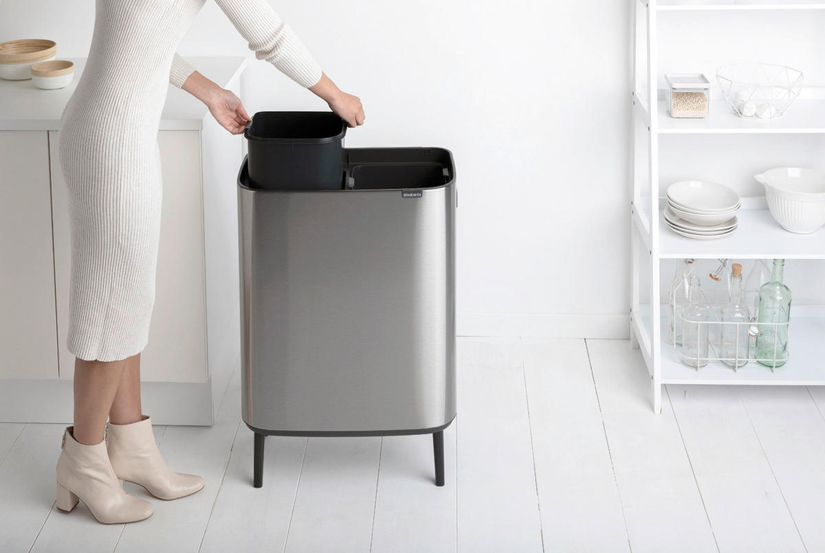 KOŠ ZA OTPAD  60 l   - siva/srebrne boje, Basics, plastika (54.5/81.5/31.2cm) - Brabantia