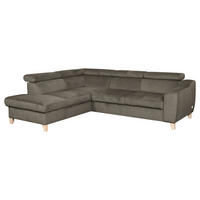 ECKSOFA in Webstoff Graubraun  - Graubraun/Buchefarben, Design, Holz/Textil (208/245cm) - Livetastic