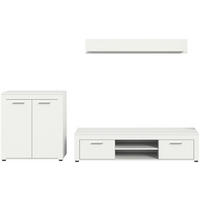 WOHNWAND 3-teilig  in Weiß  255/159/35 cm  - Silberfarben/Schwarz, Design, Holzwerkstoff/Kunststoff (255/159/35cm) - MID.YOU