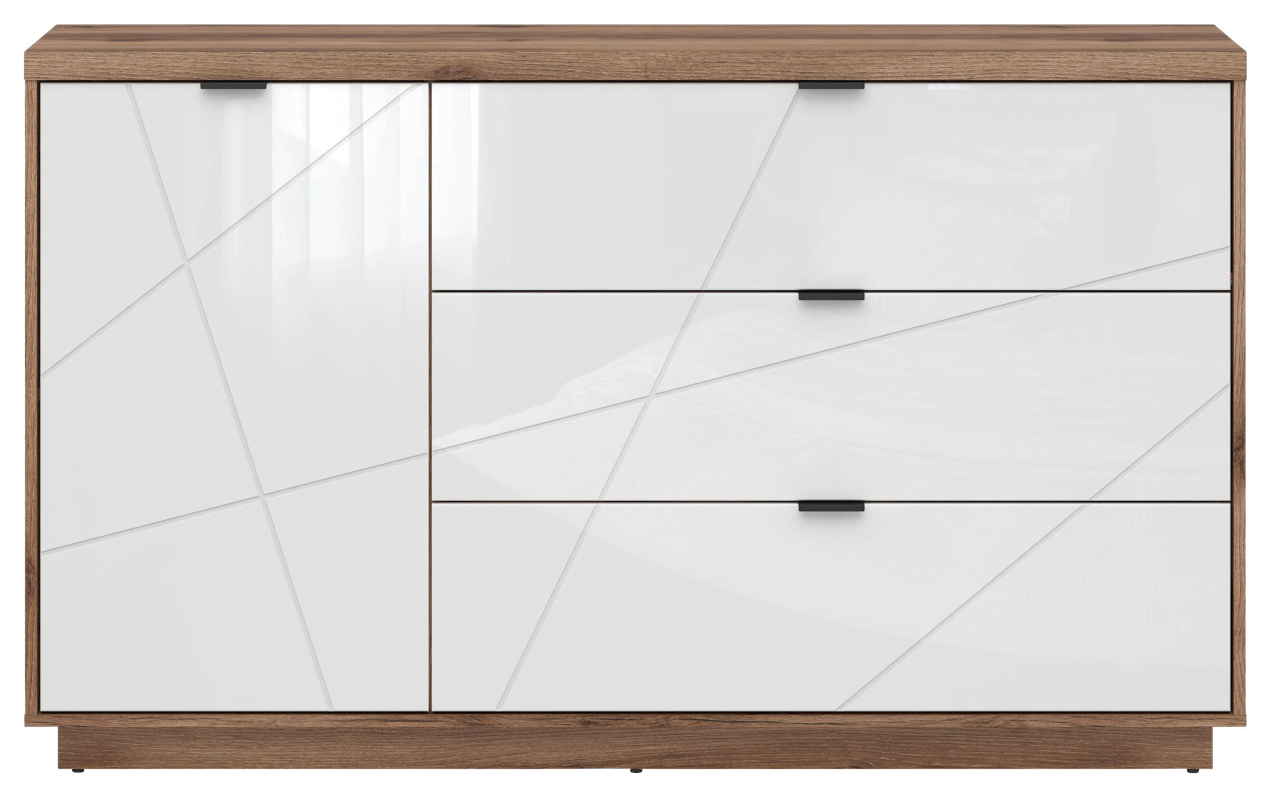 KOMÓD 156/93/42,5 cm  - fekete/tölgyfa, Design, műanyag/faalapú anyag (156/93/42,5cm) - Venda
