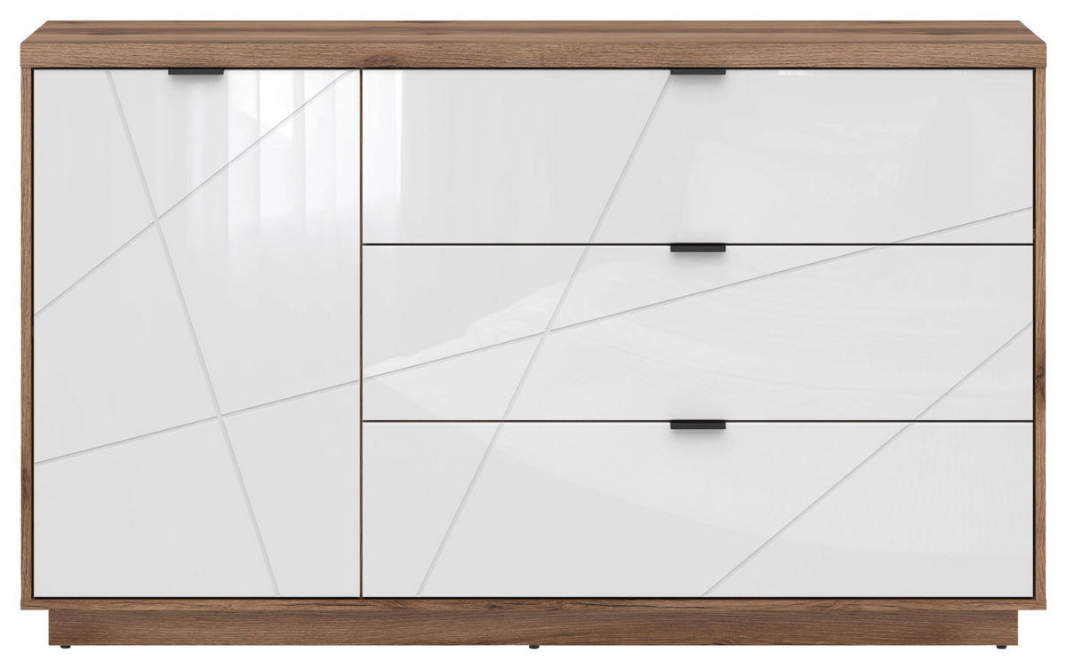 KOMODA  156/93/42,5 cm  bela, boja hrasta  - boja hrasta/bela, Dizajnerski, metal/pločasti materijal (156/93/42,5cm) - Xora