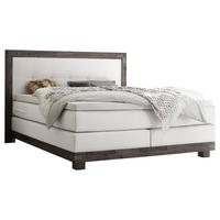 BOXSPRINGBETT 140/200 cm  in Weiß, Akaziefarben  - Weiß/Akaziefarben, KONVENTIONELL, Holz/Textil (140/200cm) - Hasena