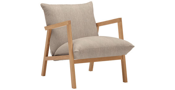 SESSEL Webstoff Beige - Eichefarben/Beige, Design, Holz/Textil (65/80/85cm) - Carryhome