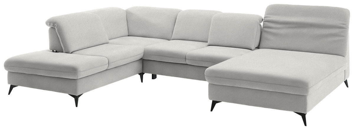 WOHNLANDSCHAFT Chenille Cappuccino  - Schwarz/Cappuccino, Design, Textil/Metall (255/369/198cm) - Beldomo Style