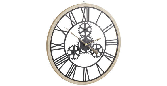 WANDUHR  Schwarz, Nussbaumfarben 80 cm  - Nussbaumfarben/Schwarz, LIFESTYLE, Holz/Metall (80cm) - Ambia Home