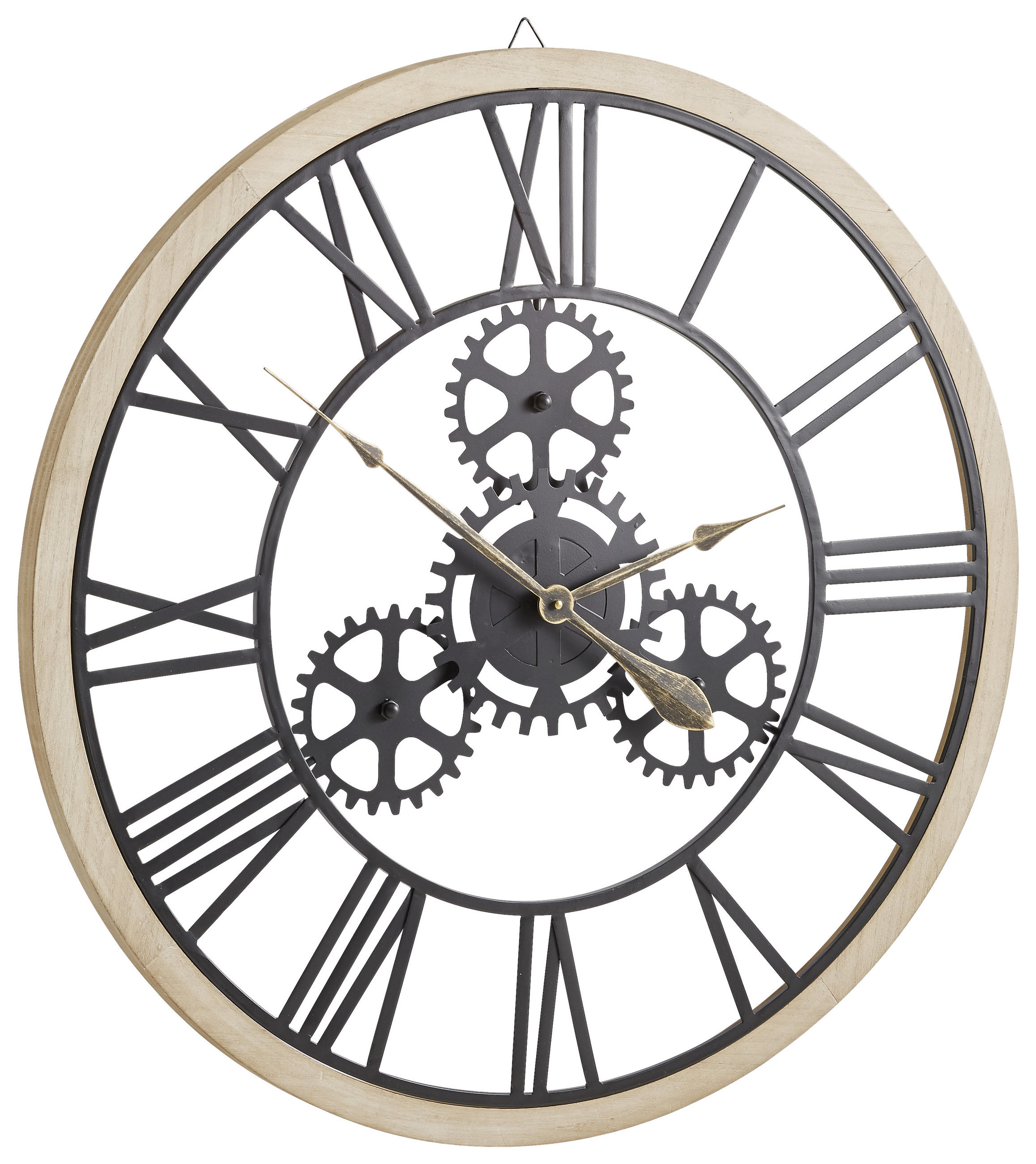 WANDUHR  Schwarz, Nussbaumfarben 80 cm  - Nussbaumfarben/Schwarz, LIFESTYLE, Holz/Metall (80cm) - Ambia Home