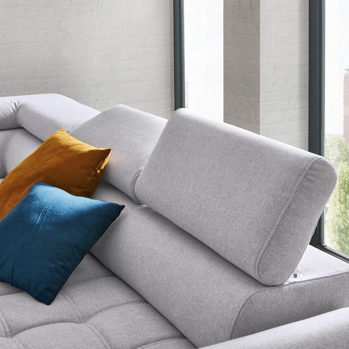 ECKSOFA Grau Webstoff  - Schwarz/Grau, Design, Textil/Metall (223/263cm) - Welnova