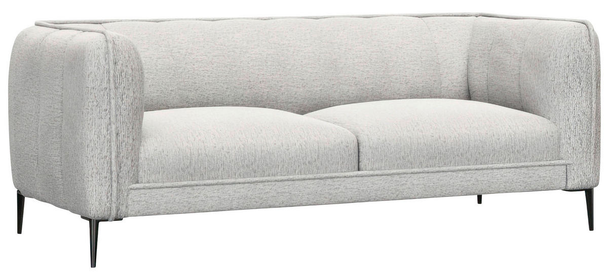 2,5-SITZER Chenille, Webstoff, Flachgewebe Hellgrau  - Hellgrau/Schwarz, Design, Holz/Textil (179/75/91cm) - Livetastic