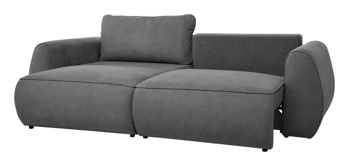 SCHLAFSOFA Jacquard Dunkelgrau  inkl. Rückenkissen, Bettkasten, Schlaffunktion, Rücken echt, Liegefläche im Originalstoff  - Dunkelgrau/Schwarz, KONVENTIONELL, Kunststoff/Textil (257/96/110cm) - Milino