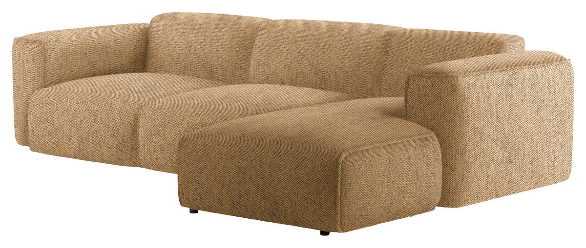 ECKSOFA Senfgelb Webstoff Rücken echt  - Senfgelb/Schwarz, Design, Kunststoff/Textil (290/171cm) - home24