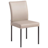 STUHL Echtleder Taupe  - Taupe/Schwarz, MODERN, Leder/Metall (45,5/86/57,5cm) - Livetastic