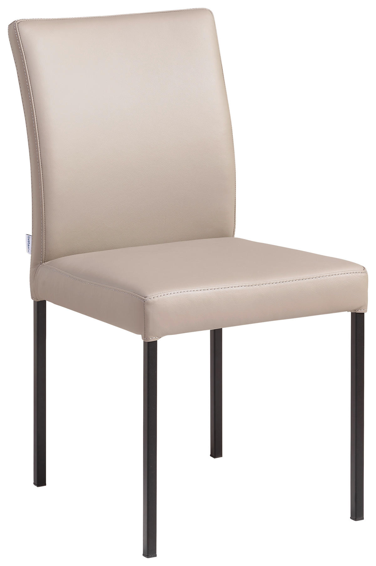 STUHL Echtleder Taupe  - Taupe/Schwarz, MODERN, Leder/Metall (45,5/86/57,5cm) - Livetastic