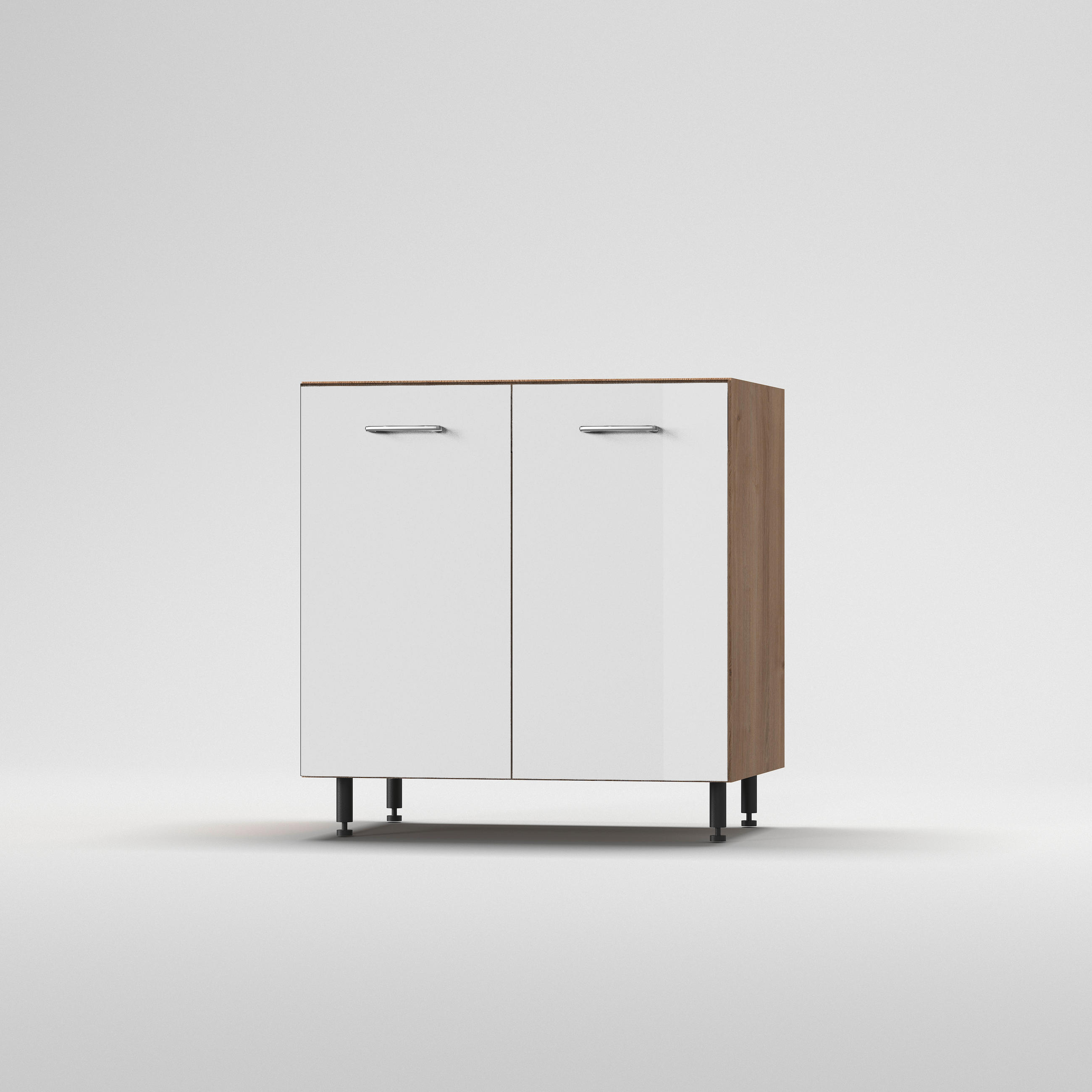 MOSOGATÓ-ALSÓSZEKRÉNY - tölgyfa/magasfényű fehér, Basics, fa/fém (80/87/56cm) - Carryhome