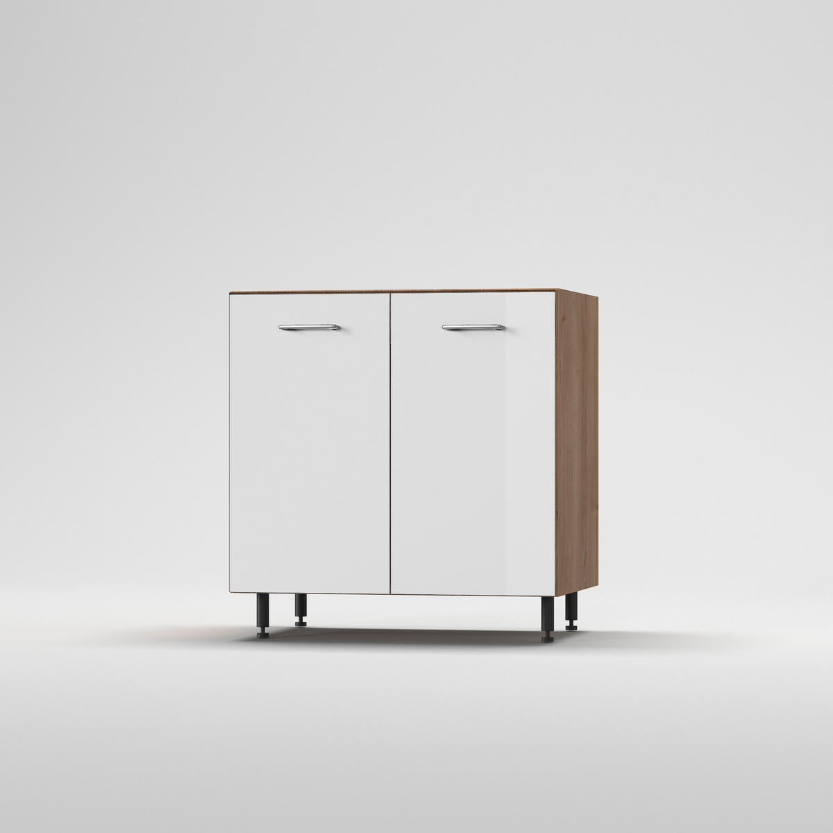 MOSOGATÓ-ALSÓSZEKRÉNY - tölgyfa/magasfényű fehér, Basics, fa/fém (80/87/56cm) - Carryhome
