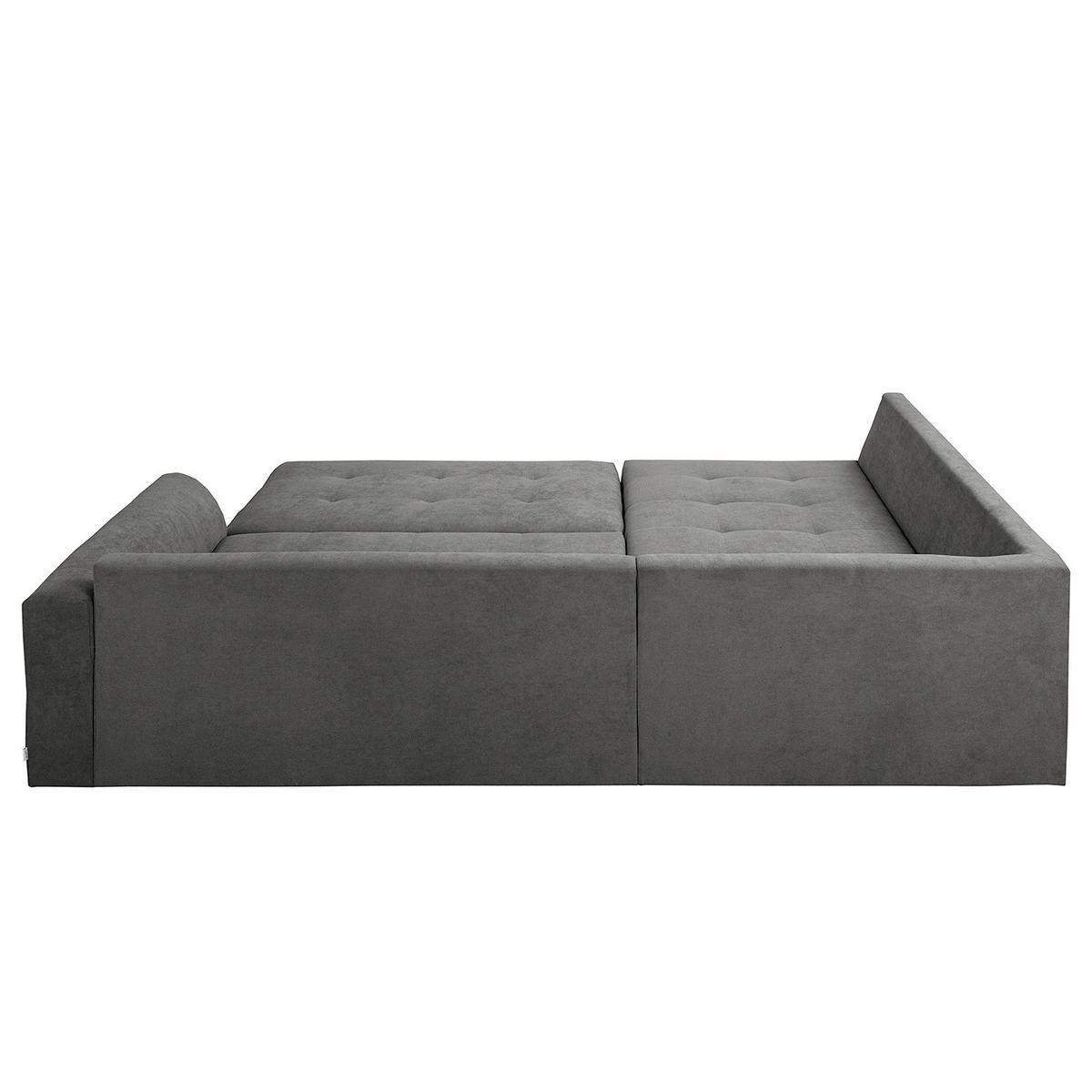 ECKSOFA inkl. Hocker Ariella Dunkelgrau Mikrofaser  - Dunkelgrau/Naturfarben, Design, Holz/Textil (161/231cm) - Livetastic